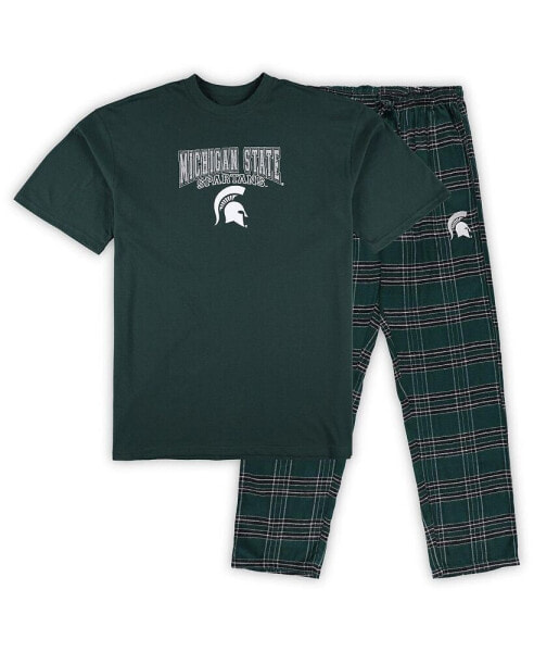 Men's Green Michigan State Spartans Big Tall 2-Pack T-Shirt Flannel Pants Set