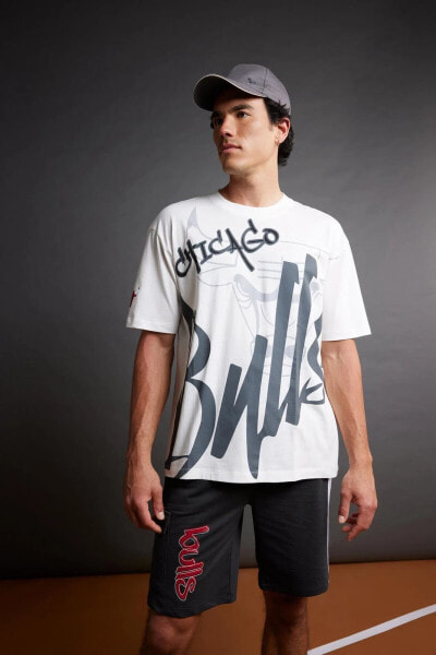 Футболка Defacto Chicago Bulls Boxy Fit Bisiklet Yaka