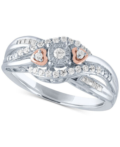 Diamond Promise Ring (1/4 ct. t.w.) in Sterling Silver & 14k Rose Gold-Plate