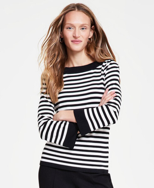 Women's Striped Boat Neck Sweater