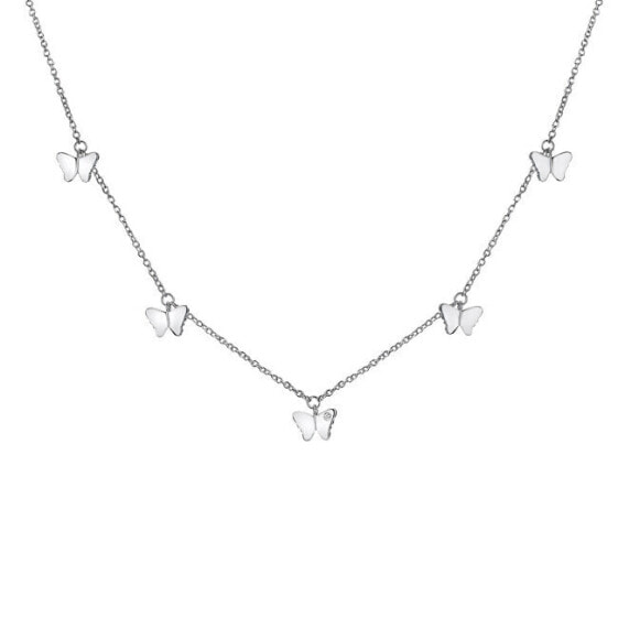 Charming silver necklace with butterflies Flutter DN168/9
