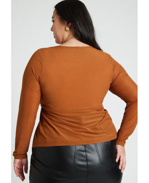 Plus Size Bust Detail Tissue Knit Top