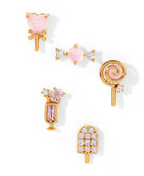 Crystal Pink Candy Sweet Tooth Stud Earring Set