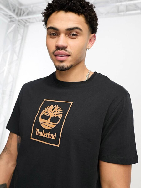 Timberland stack central logo t-shirt in black