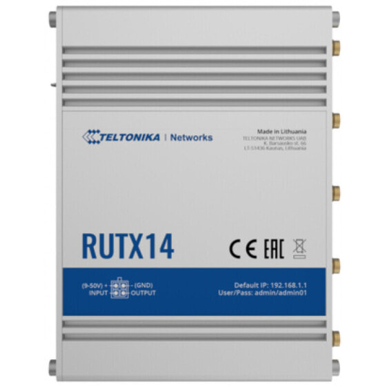 Teltonika RUTX14 - Cellular network router - Silver - Aluminium - Power - Status - WAN - Gigabit Ethernet - 10,100,1000 Mbit/s