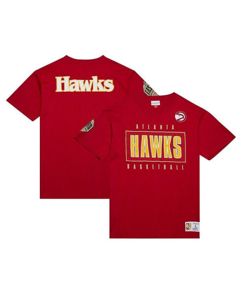 Men's Red Distressed Atlanta Hawks Hardwood Classics Team OG 2.0 Premium Vintage-Like Logo T-shirt