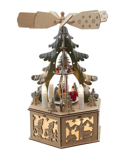 Kurt Adler 11In Lit Tree Scene & Windmill Tablepiece Multicolor