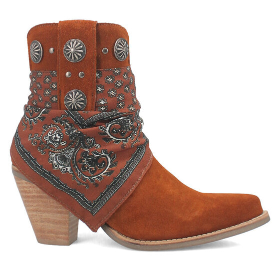 Dingo Bandida Paisley Studded Toe Cowboy Booties Womens Brown Casual Boots DI184