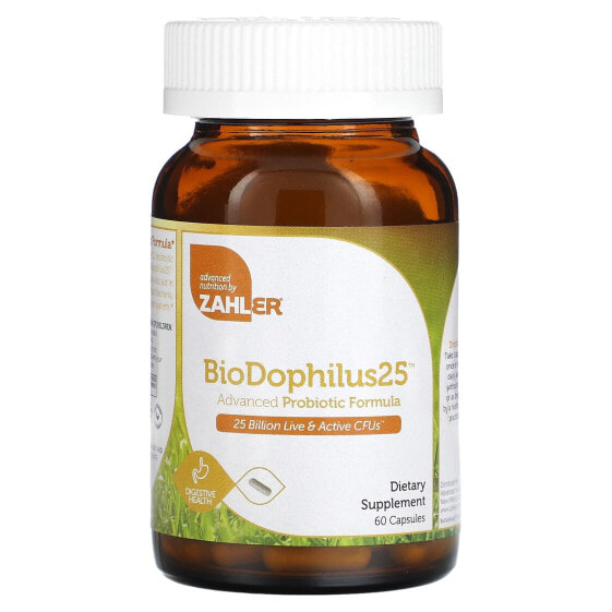 Пробиотический препарат Zahler BioDophilus25, формула для пищеварительной системы, 25 миллиардов КОЕ, 60 капсул