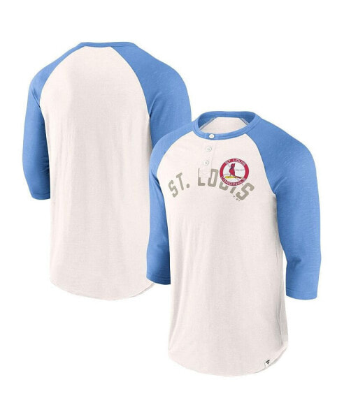 Men's White, Light Blue St. Louis Cardinals Backdoor Slider Raglan 3/4-Sleeve T-shirt