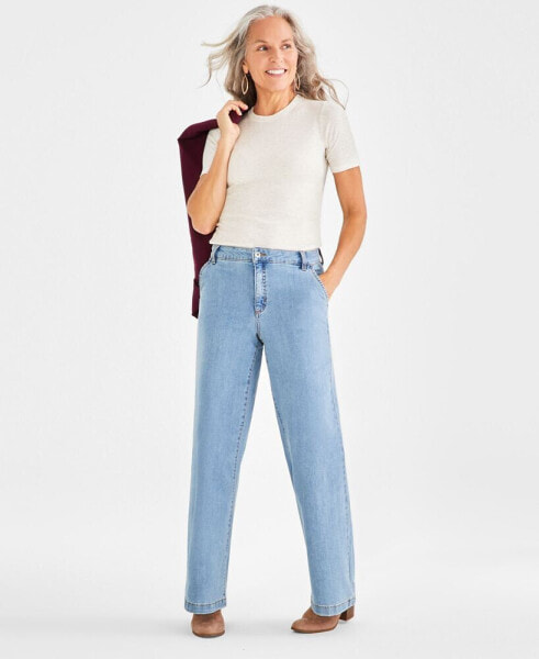 Petite High-Rise Wide-Leg Jeans, Created for Macy's