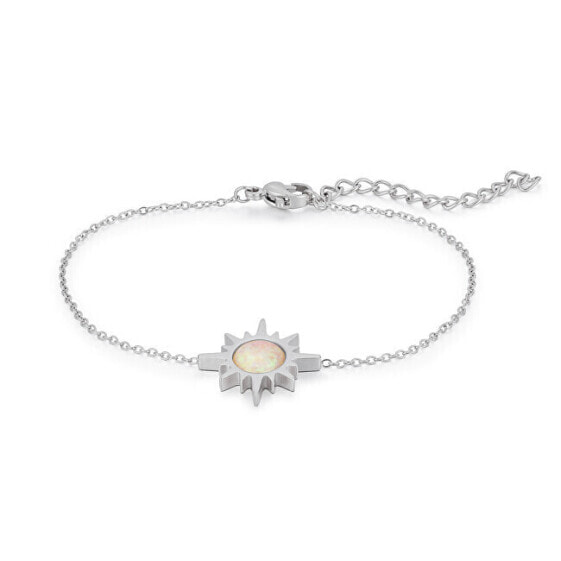 Fine steel bracelet with white synthetic opal