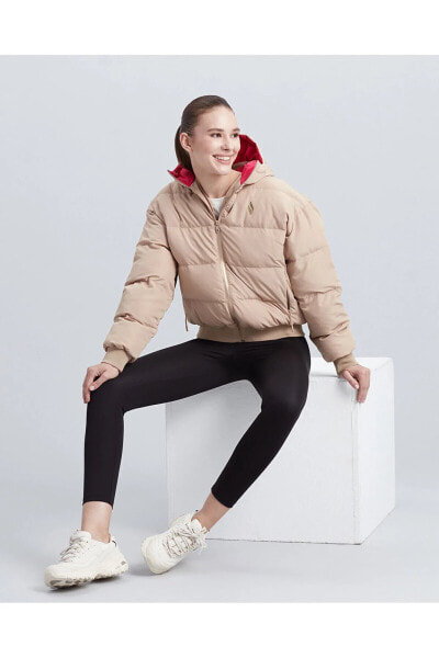 W Puffer Flexi Hooded Jacket Kadın Bej Mont S212007-211