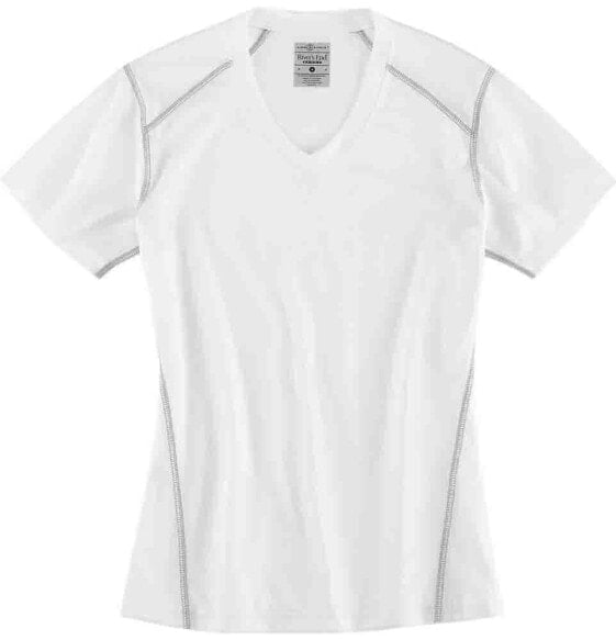 River's End VNeck Short Sleeve Athletic T-Shirt Womens White Casual Tops 1111-WH