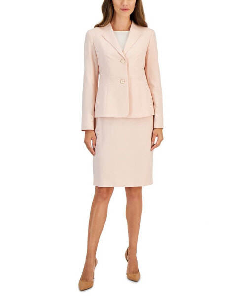 Petite Two-Button Jacket & Pencil Skirt Suit