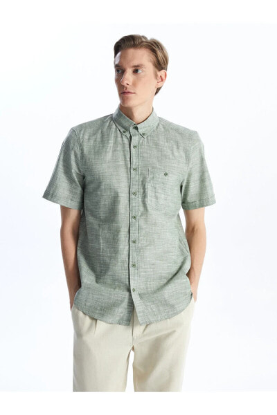 Рубашка мужская LC WAIKIKI Regular Fit из смеси льна с коротким рукавом
