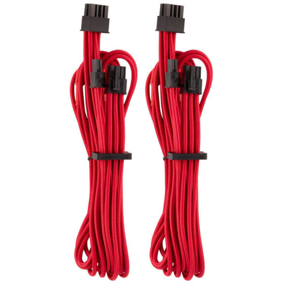 Corsair Premium Sleeved PCIe Single-Kabel, Doppelpack (Gen 4) - rot