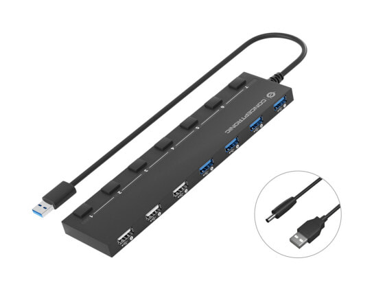 Conceptronic USB-Hub 7Port USB2.0/3.0 schwarz - Hub - Amount of ports: