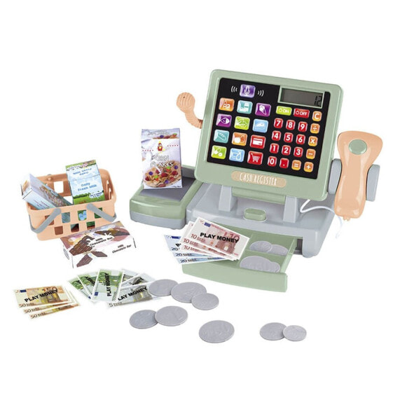 EUREKAKIDS Cash register with real calculator. scanner. microphone. money and accessories