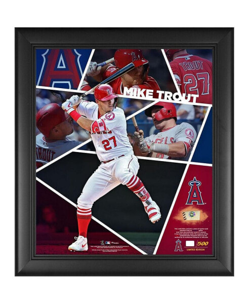 Mike Trout Los Angeles Angels Framed 15" x 17" Impact Player Collage with a Piece of Game-Used Baseball - Limited Edition of 500
