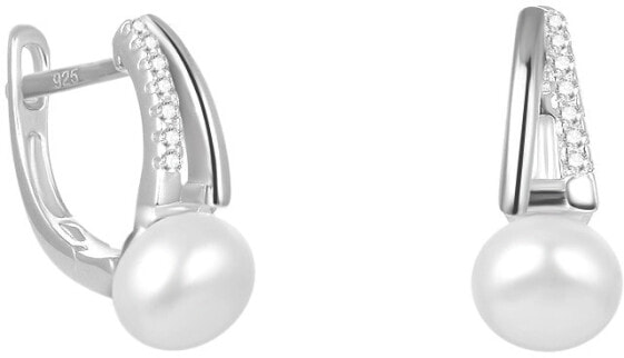 Elegant silver earrings with real freshwater pearl AGUC2262P