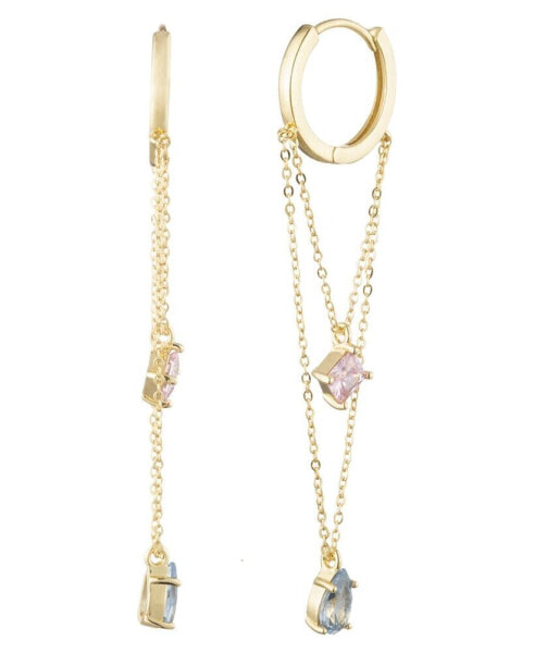 Vivienne Small Hoop Pink Topaz Crystal Earrings