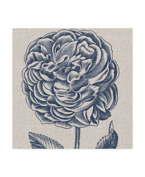 Vision Studio Indigo Floral on Linen V Canvas Art - 15" x 20"