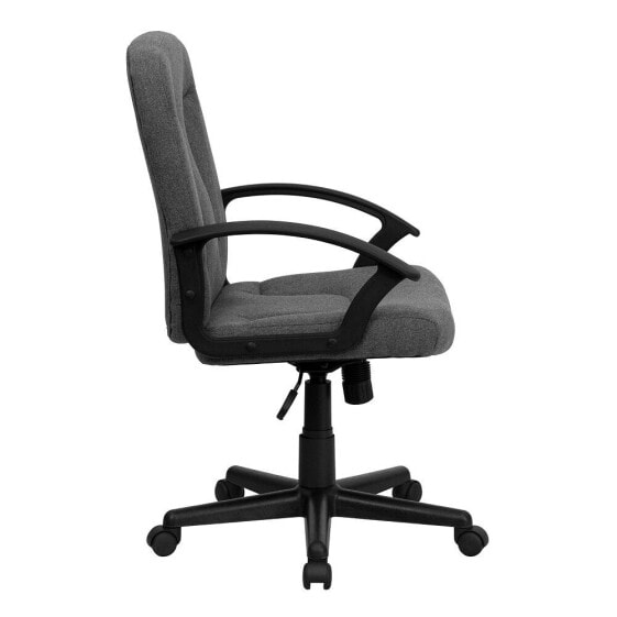 Mid-Back Gray Fabric Executive Swivel Chair With Nylon Arms