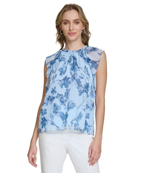 Women's Printed Ruffled Sleeve Top