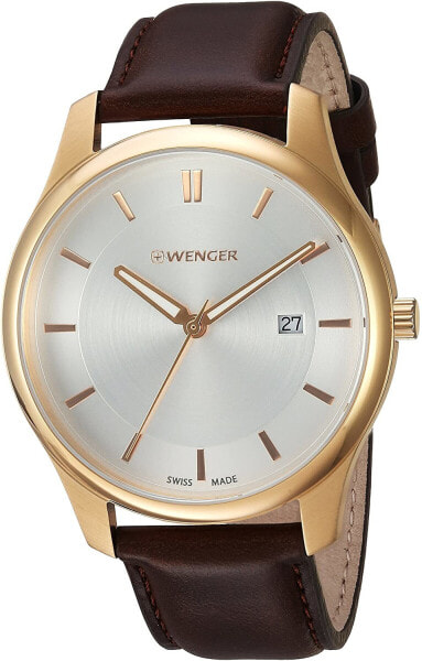 Мужские наручные часы с серебряным браслетом Wenger Men's City Classic Analog Display Swiss Quartz