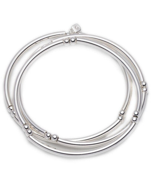 Stretch Silver Bangles, 3 Set