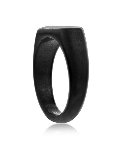Stainless Steel Black Plated, Rectangle Wood Inlay Ring