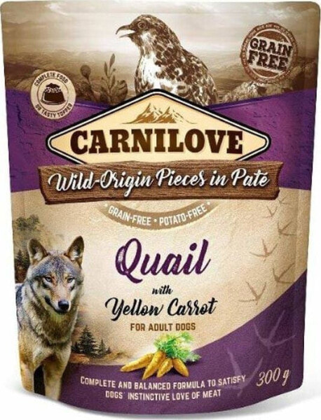 Carnilove Carnilove Dog Pouch Quail Yellow Carrot - bezzbożowa mokra karma dla psa, przepiórka z żółtą marchewką, saszetka 300g uniwersalny