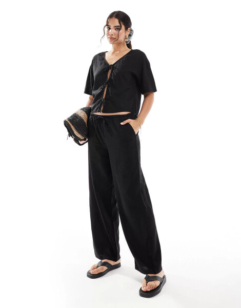 JDY straight leg trouser co-ord in black