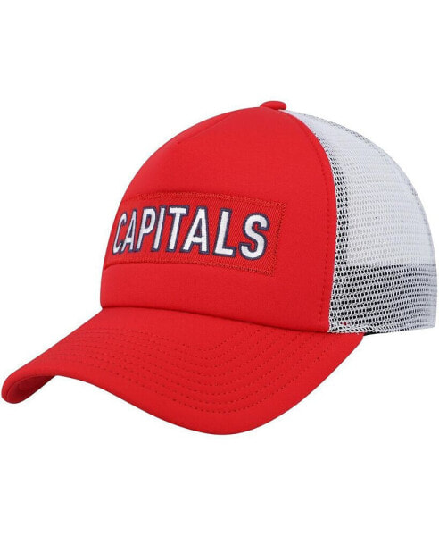 Жёлто-белая бейсболка с сетчатой задней частью для мужчин Adidas Washington Capitals Team Plate Trucker Snapback Hat