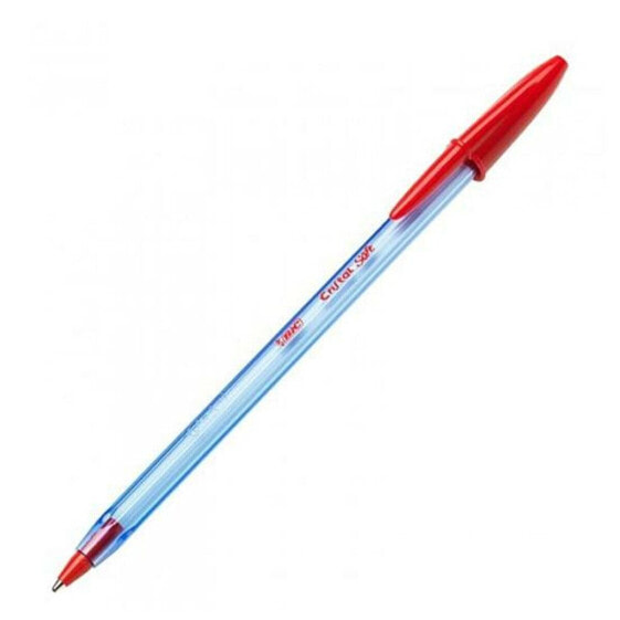 Шариковая ручка Bic Cristal Soft 1-2 мм красная прозрачная 50 штук