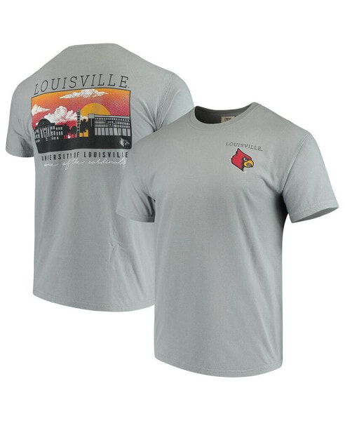 Men's Gray Louisville Cardinals Team Comfort Colors Campus Scenery T-shirt