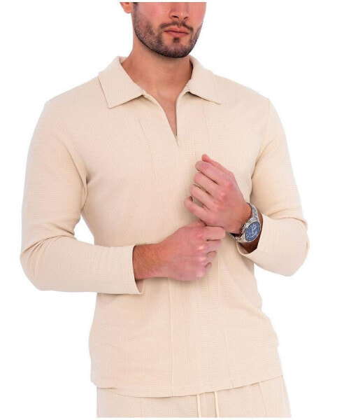 Men's Long Sleeve Zip Neck Knit Top