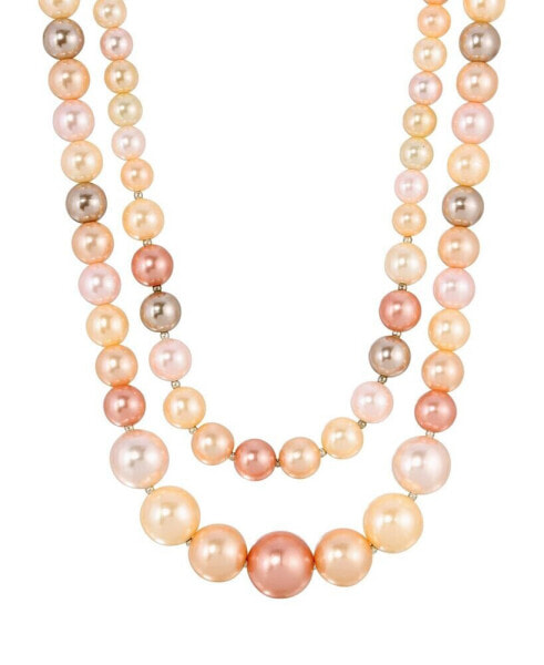 Silver-Tone Multi Color Imitation Pearl Necklace