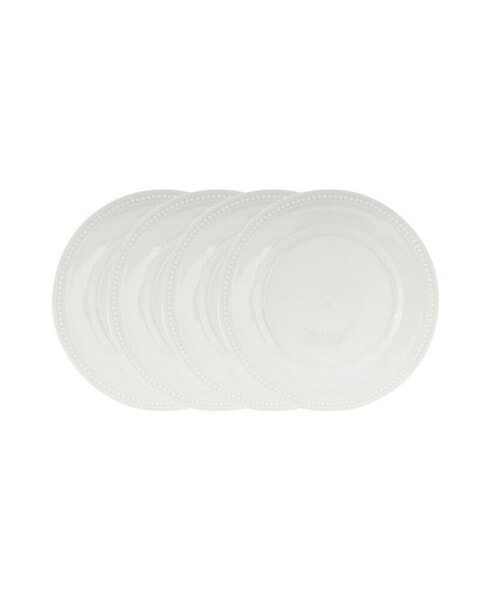 Everyday Whiteware Beaded Dinner Plate 4 Piece Set