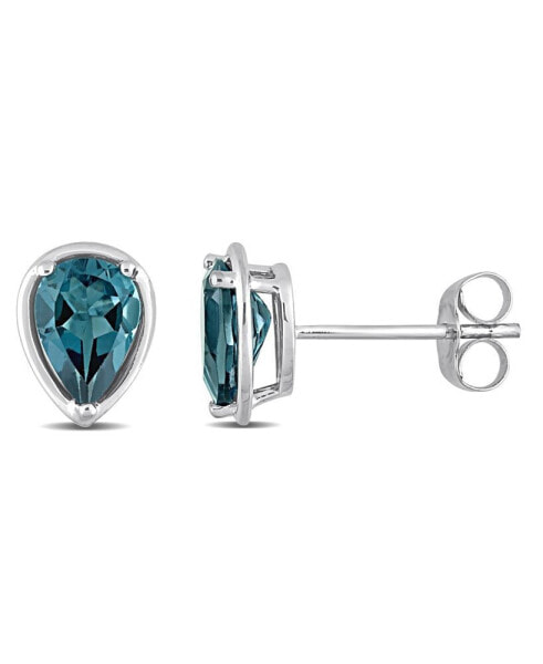 Blue Topaz (1 4/5 ct. t.w.) Pear Stud Earrings in 14k White Gold