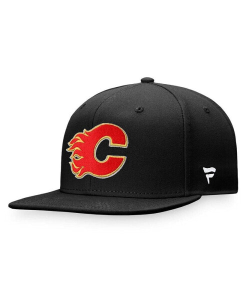 Men's Black Calgary Flames Core Primary Logo Fitted Hat