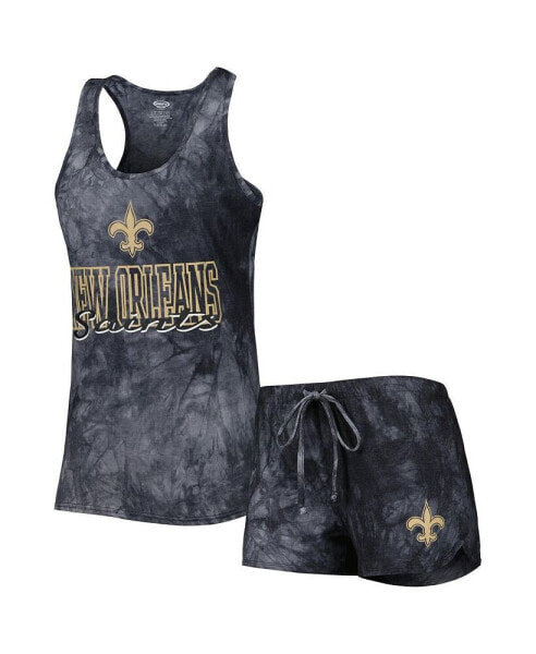 Women's Charcoal New Orleans Saints Billboard Scoop Neck Racerback Tank Top and Shorts Sleep Set