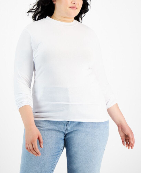 Trendy Plus Size Mock Neck Long-Sleeve Top