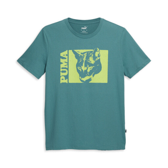 Puma Timeout Graphic Crew Neck Short Sleeve T-Shirt Mens Green Casual Tops 67879