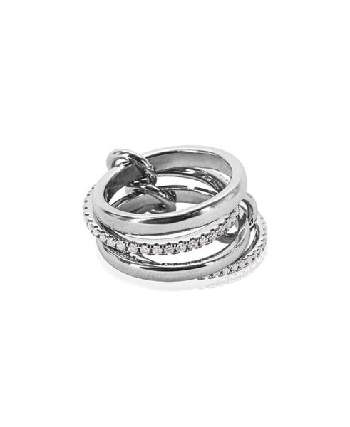 Stackable Roseline Ring in White Gold-Plated Brass
