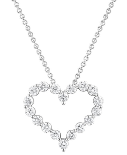 Diamond Heart 18" Pendant Necklace (1-1/2 ct. t.w.) in 14k White Gold