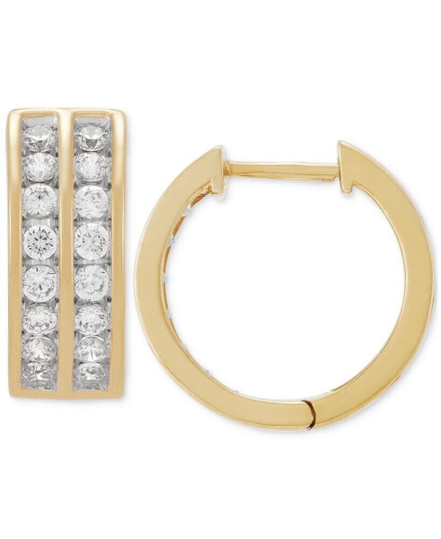 Men's Lab Grown Diamond Channel-Set Small Hoop Earrings (1 ct. t.w.) in 10k Gold, 15mm