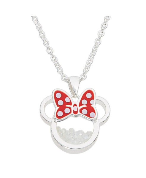 Disney minnie Mouse Womens Silver Plated Birthstone Shaker Necklace - 18+2''