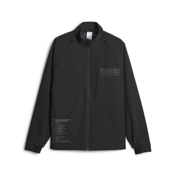 Puma Full Zip Jacket X Pleasures Mens Black Casual Athletic Outerwear 62087601